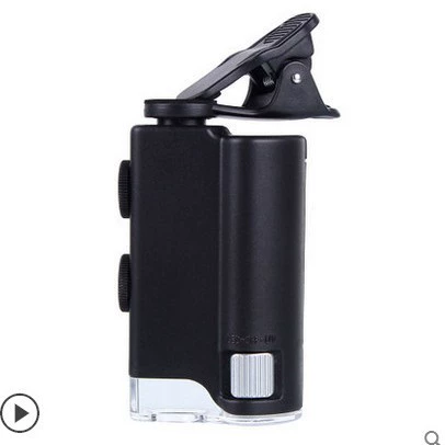 60 раз 100-кратное увеличение увеличительное стекло/микроскоп с зажимом для мобильного телефона с детектором денег идентификация нефритовых украшений 7751 Вт