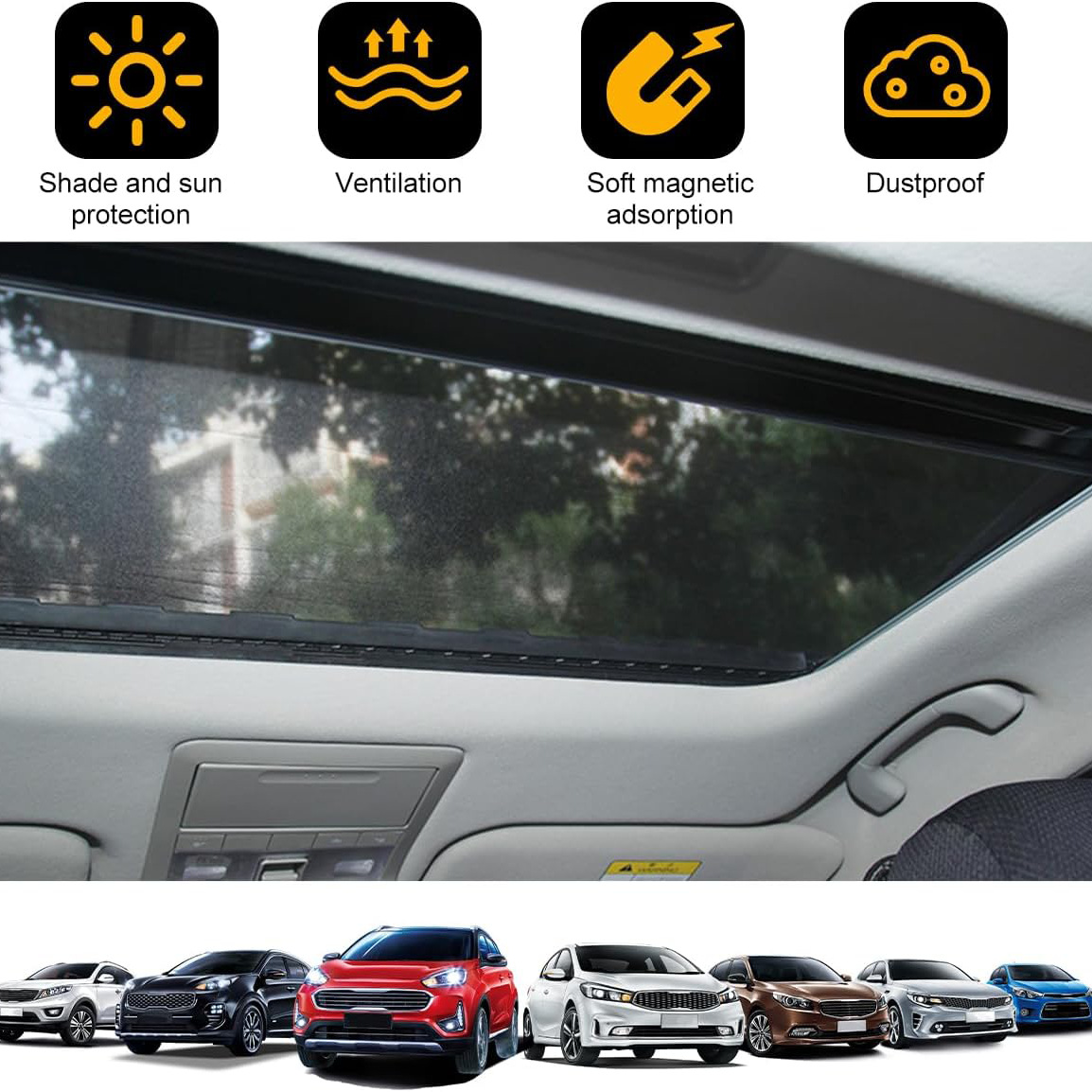 Car Suv Rear Anti-Mosquito Net Rear Magnetic Mosquito Net Car Camping Style Breathable Mosquito Net Self-Driving Travel Equipment