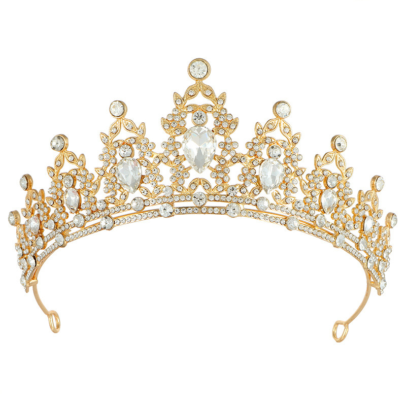 Cross-border European and American fashion alloy crown headdress birthday headband flash diamond queen baroque crown headdress_voghion.com