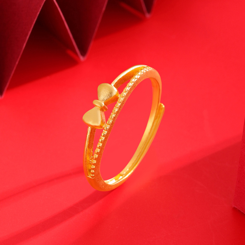 Anillo de oro de arena de boca suelta para mujer arco de estilo múltiple de bambú color ajustable que retiene la joyería de oro de imitación temperamento aleación de cobre