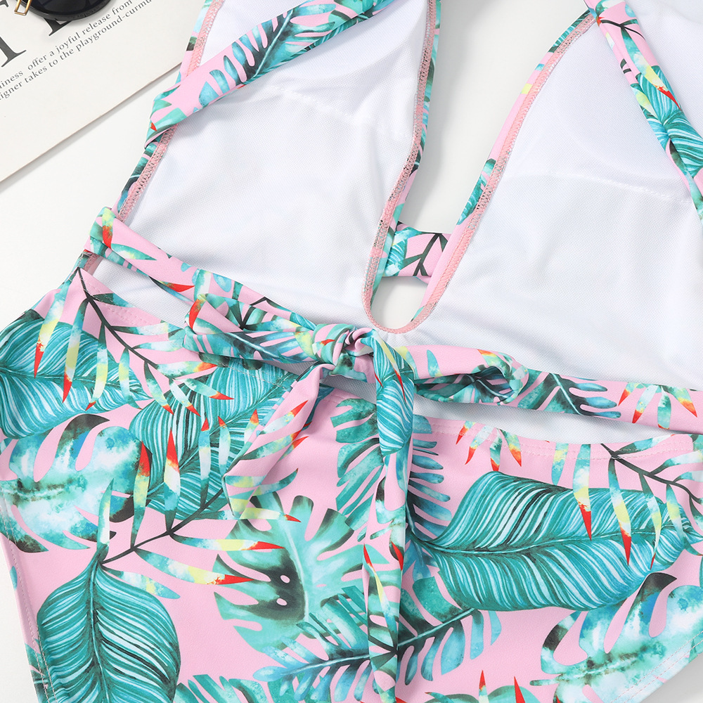 182g Weight Sleeveless Sleeve Length Spandex, Polyester Fabric Type Swimming Occasion Ditsy Floral Pattern Women'S Gender Gradient Color, Pink, Red, Green Color Strappy Printed One-piece Sexy Swimsuit 3
