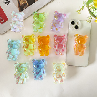 Desktop Cartoon creative colorful laser three-dimensional bear airbag mobile phone stand desktop lazy support frame ins style