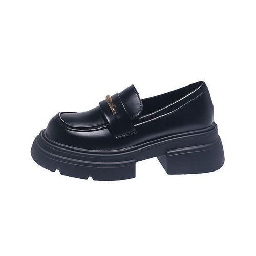 Heeled women's shoes with thick soles and chunky heels, suitable for autumn and winter fashion, versatile for commuting, retro style, comfortable Loafers, trendy