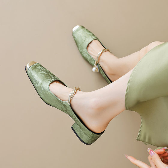 Weiwei Girl 958-3 French Baotou Half Slippers Women's Summer Wear One-word Sandals with New Chinese Style National Style for Women