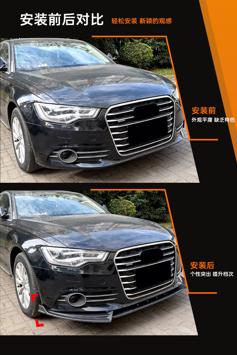 Suitable for Audi A6 C7 early standard version 2012-2015 front lip, front spoiler, small body kit, cross-border modification