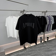 2025春夏新款 A@MI 网眼贴布绣花字母圆领套头短袖男女同款一件批