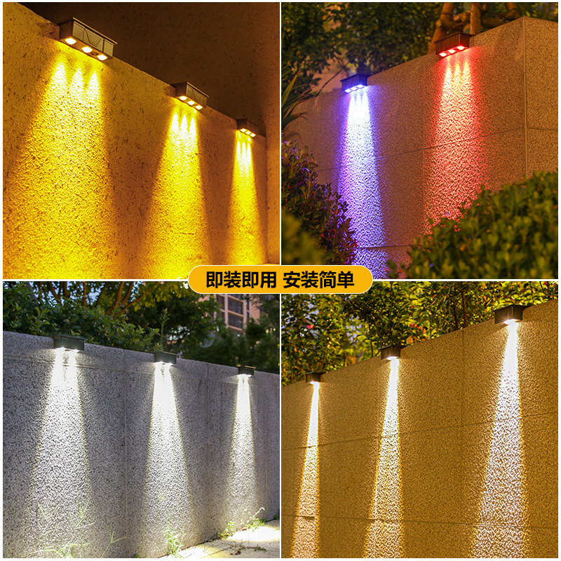 Solar-powered wall light for garden villa fence decoration, outdoor wall lamp, waterproof home use courtyard balcony ambiance light