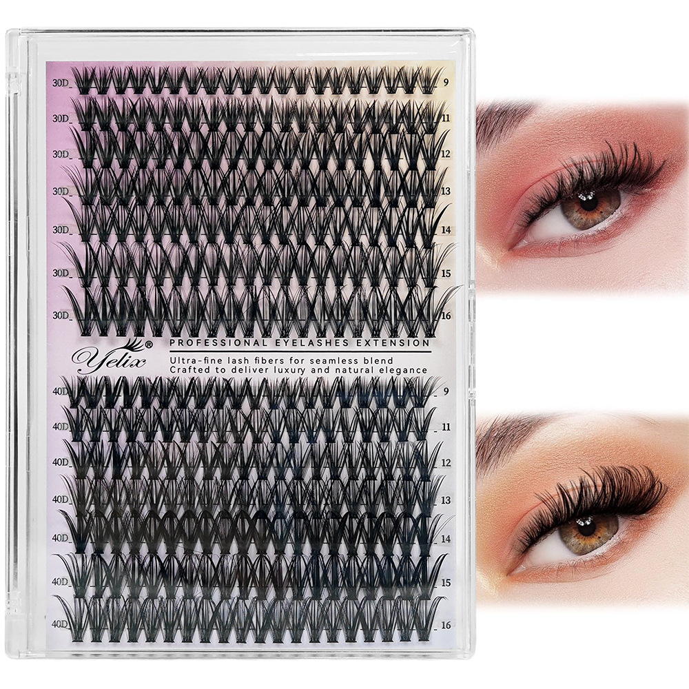 Europeas y estadounidenses falsas pestañas 30D40D50D transfronterizas DIY 32 filas 640 ramas de pelo grueso libro de pestañas de comercio exterior