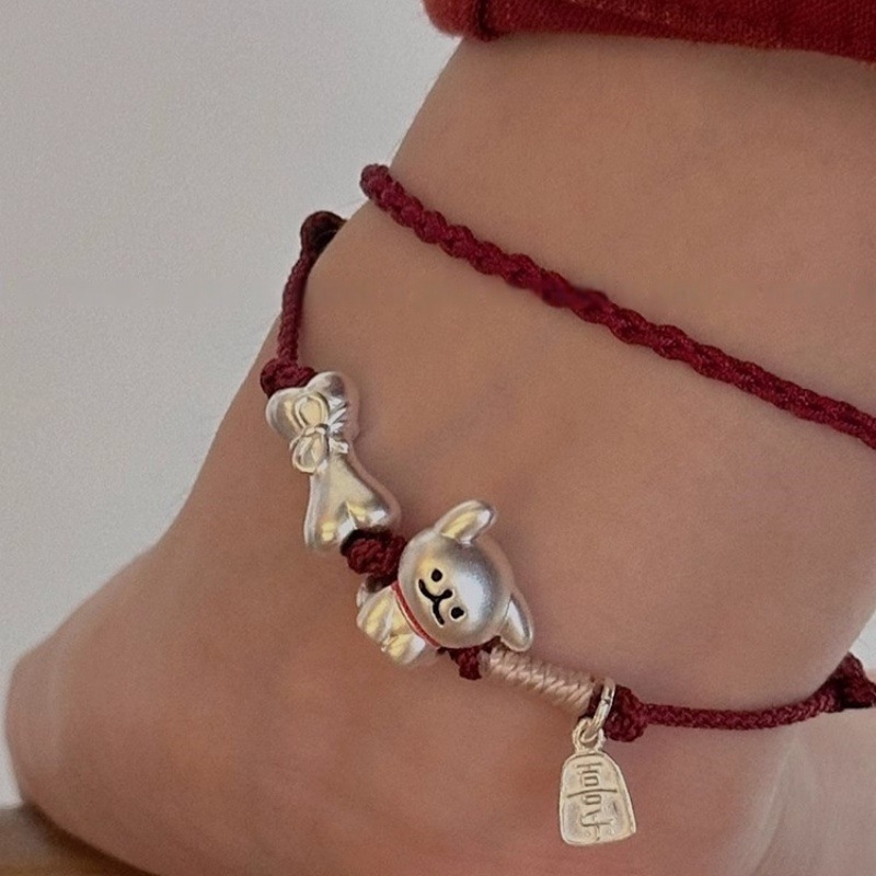 Happy Puppy Couple Bracelet This Year Cute Red Hand Rope Men's and Women's Valentine's Day Gift Preparation Adjustable