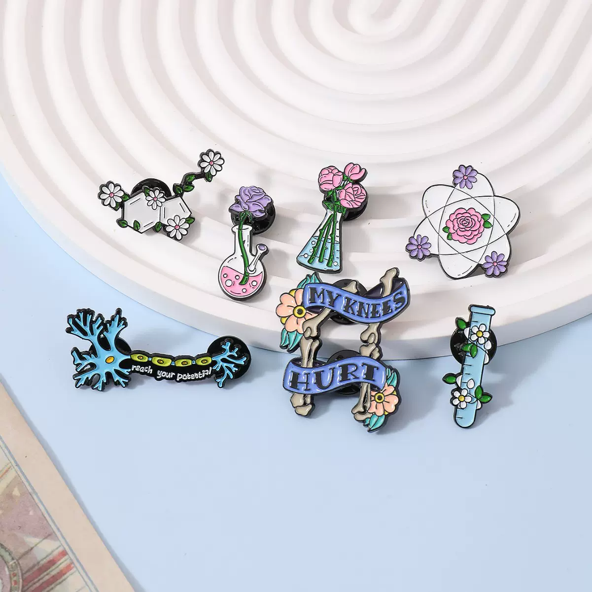 神经元生物医学胸章化学药剂胸针可爱卡通合金滴油徽章创意百搭装