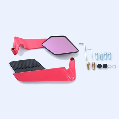 No. 9 Mavericks Battery – Motorcycle rearview mirror - rose-red-black-mirror-shell-purple-mirror