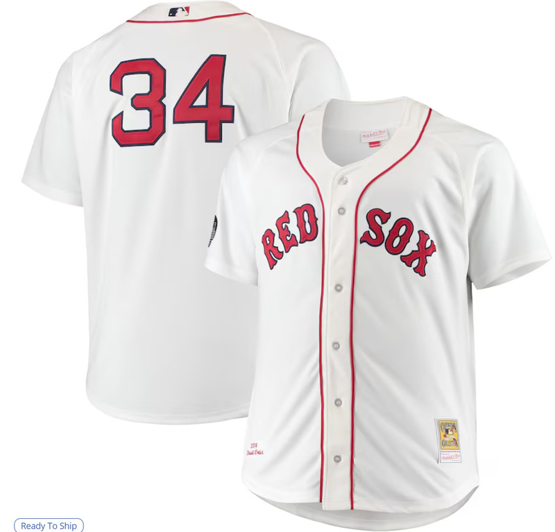 外贸棒球服红袜队mlb Red Sox 5#Garciaparra34#Ortiz复古球衣|undefined