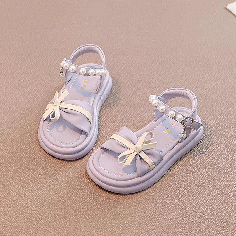 Niñas sandalias de dedos abiertos 2026 verano nuevo estilo de moda para niños zapatos de playa para niños zapatos princesa de perlas image 8