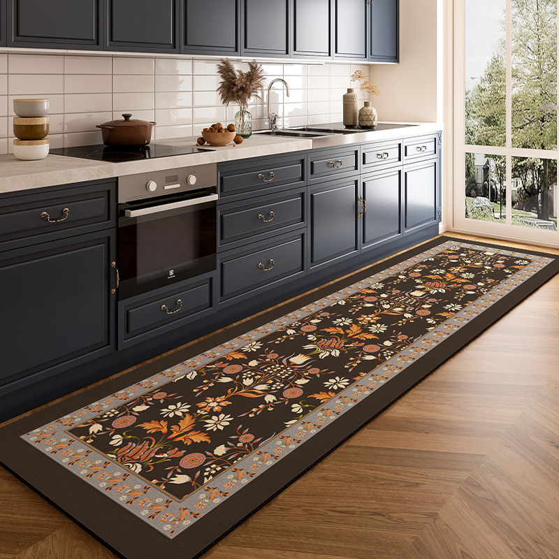 American Retro Kitchen Long Floor Mat Special Waterproof and Oil-proof Mat Cleaning Free Carpet Diatom Mud Anti-slip Absorbent Mat