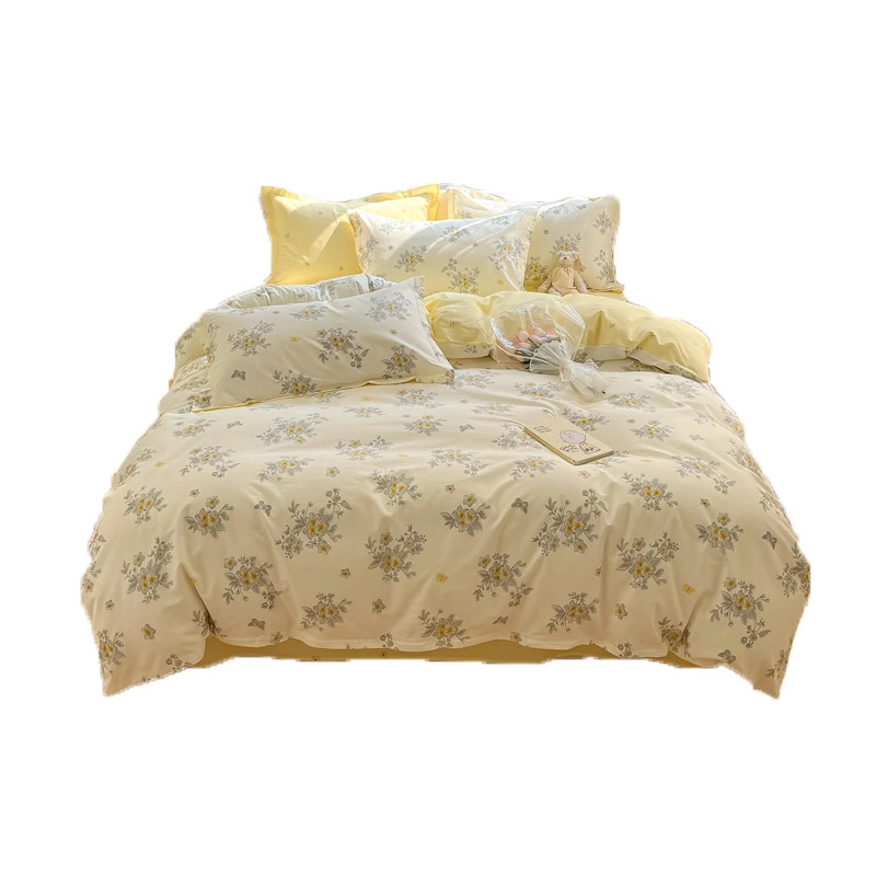 Traje de cuatro piezas estilo ins algodón puro 2023 nuevo estilo 100 funda de edredón sábana dormitorio de estudiantes ropa de cama