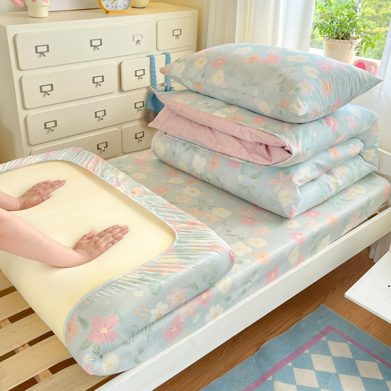 Pure Cotton Student Dormitory Fitted Sheet, Thickened All-Cotton Bed Cover, Single Piece, 2026 New Model, Dirt-Resistant Mattress Sheet, Skin-Friendly Fitted Sheet