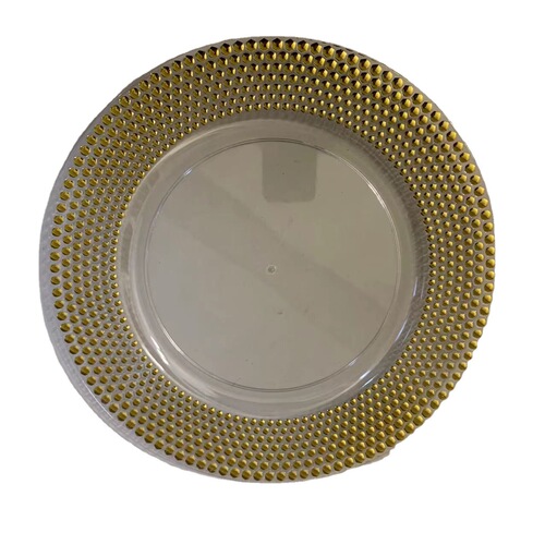 Foreign trade transparent wedding hotel party hot stamping decoration plastic glass main plate chagerplate