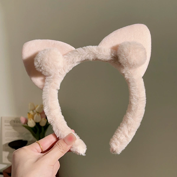 Light pink cat ear ball headband