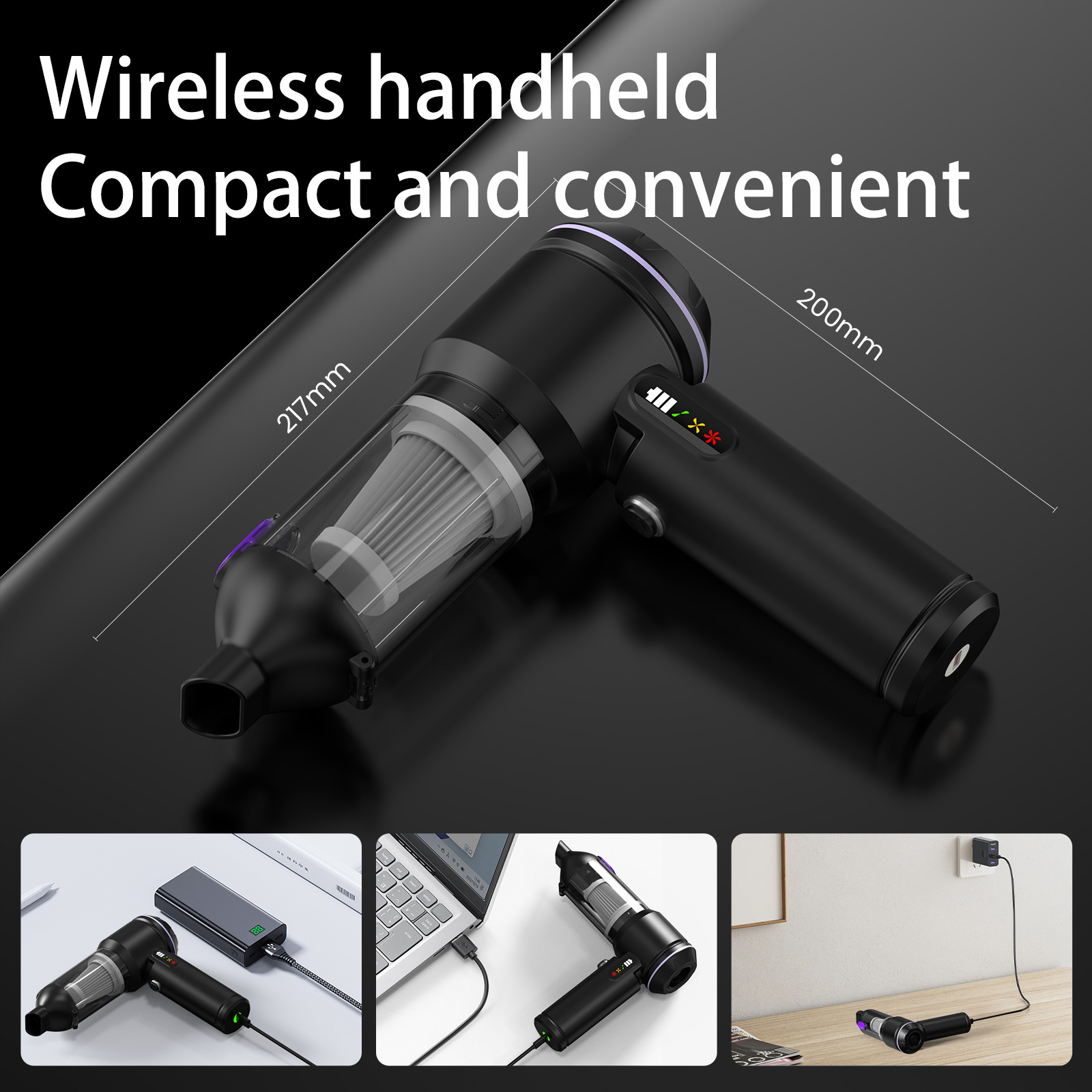 Cross-Border Car Vacuum Cleaner Multi-Functional Brushless Home and Car Dual-Purpose Handheld High-Suction High-Power Car Vacuum Cleaner