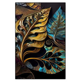 厂现代抽象绿色金叶壁画海报帆布框画图片豪华客厅室内家居装饰画