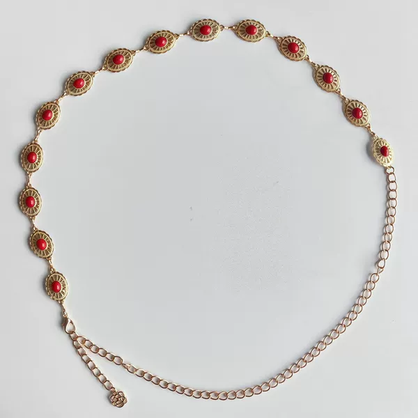 Waist chain 005-4 red turquoise