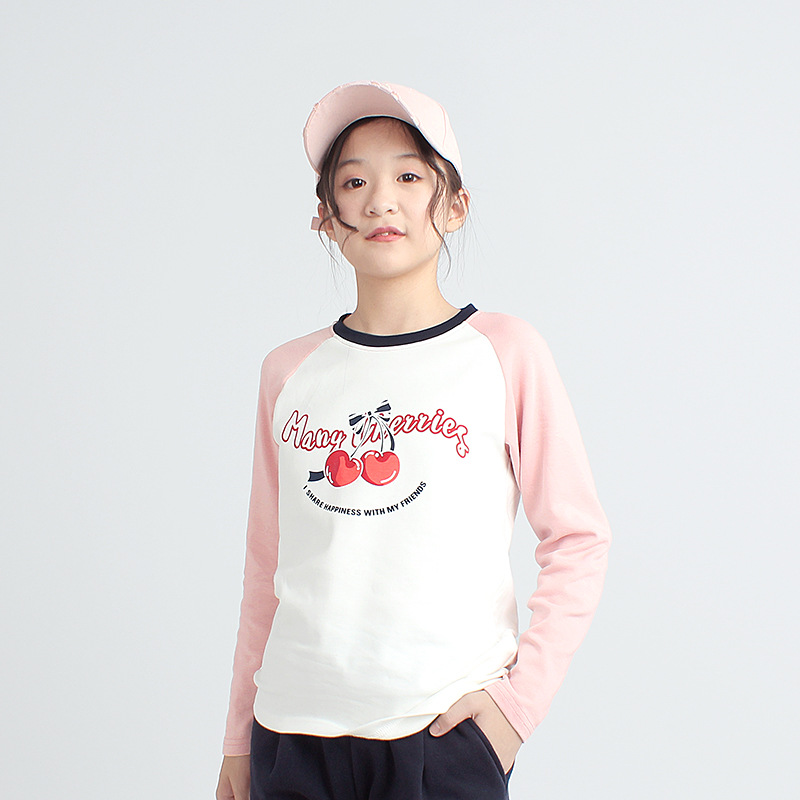 Primavera y otoño coreano nuevas niñas de manga larga Camiseta de algodón de los niños Cachemira ragtag al por mayor