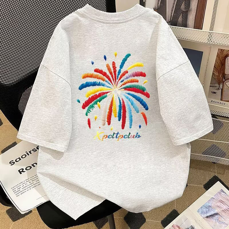T-Shirt Boys 2025 New Youth American Short-Sleeved Round Neck Half-Sleeved Men's Loose Tops Pure Cotton Men's Clothing