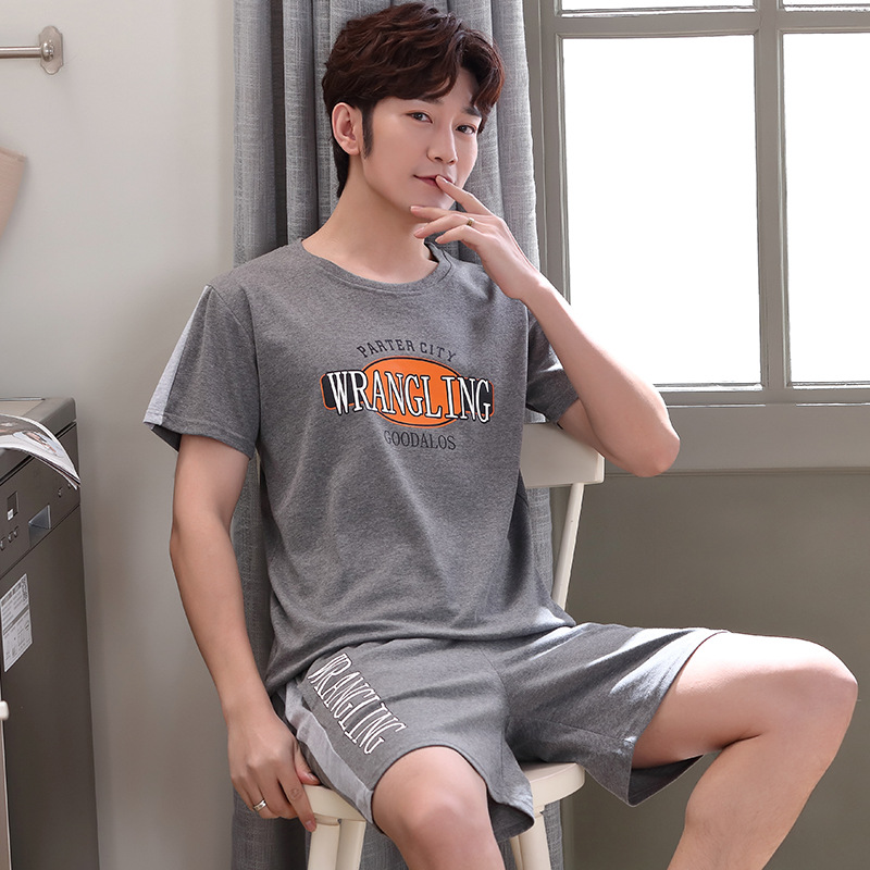 2022 verano nuevos hombres pijamas pantalones cortos de algodón de manga corta jersey de dos piezas ropa de abrigo casual de algodón ropa de casa