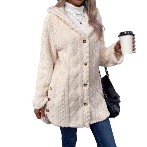 Fall/Winter eBaywish: European & American Style Solid Color Hooded Cardigan with Buttons, Long-Sleeve Casual Jacket