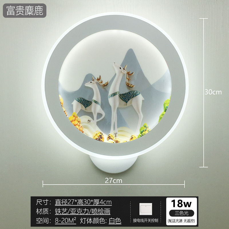 轻奢壁灯卧室左右新款中式壁画防尘密封创意客厅接线led床头灯具|undefined