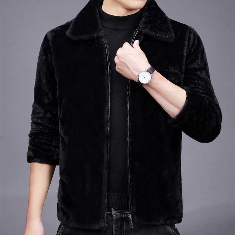 Новая мужская шуба из искусственного меха норки с лацканами, Мужская утолщенная кроличья шерсть Рекс, теплая зимняя одежда, повседневное кожаное пальто из Хайнинга