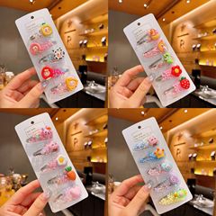 Children's hair accessories Korean version fresh fruit quicksand bb clip cartoon does not hurt hair cute sweet flower hair clip set