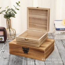桐木烧色正方形翻盖礼品包装盒杂物储物盒子木制首饰木盒创意定做