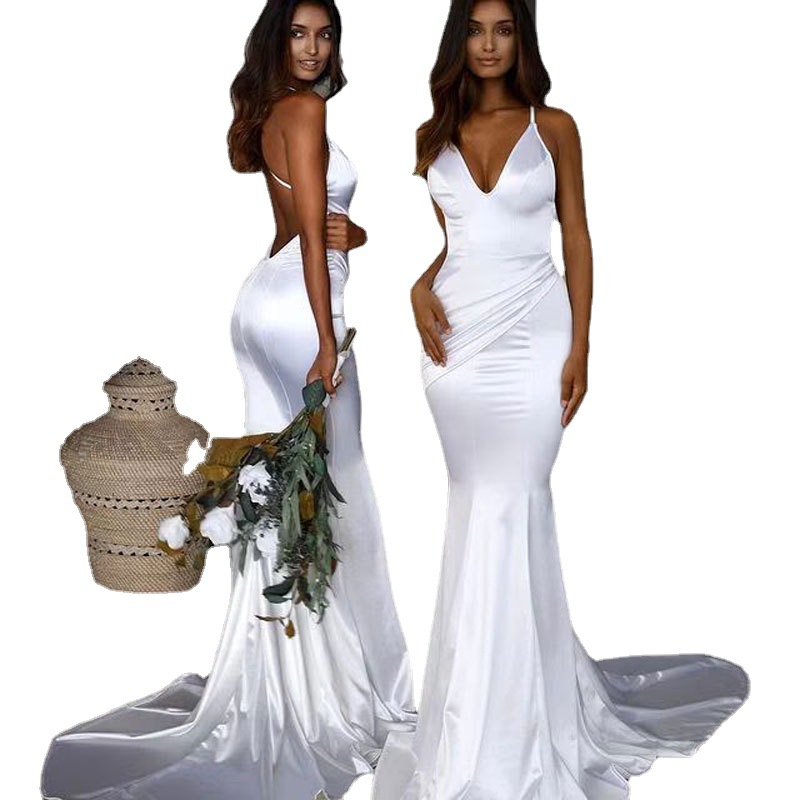 Europa y América del Comercio Exterior Amazon AliExpress deseo vestido de novia sexy fishtail elegante temperamento adelgazar vestido de noche