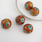 尼泊尔老蜜蜡圆形珠子回流铜珠散珠串珠项链吊坠diy配件大号配饰