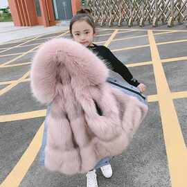 儿童派克服冬新款男童仿皮可拆卸内胆洋气女童棉衣外套加厚