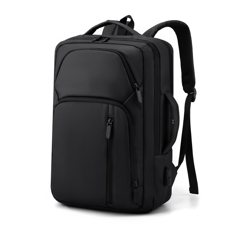 Nueva película de cuero mochila a prueba de derrames USB recargable de gran capacidad mochila de viaje de moda simple bolso de computadora para hombres