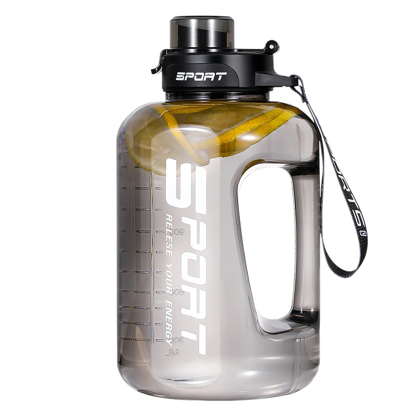 Taza de plástico de gran capacidad, taza de agua resistente a altas temperaturas, tonelada de barril, botella deportiva de fitness, taza de espacio de pajita a prueba de caídas portátil
