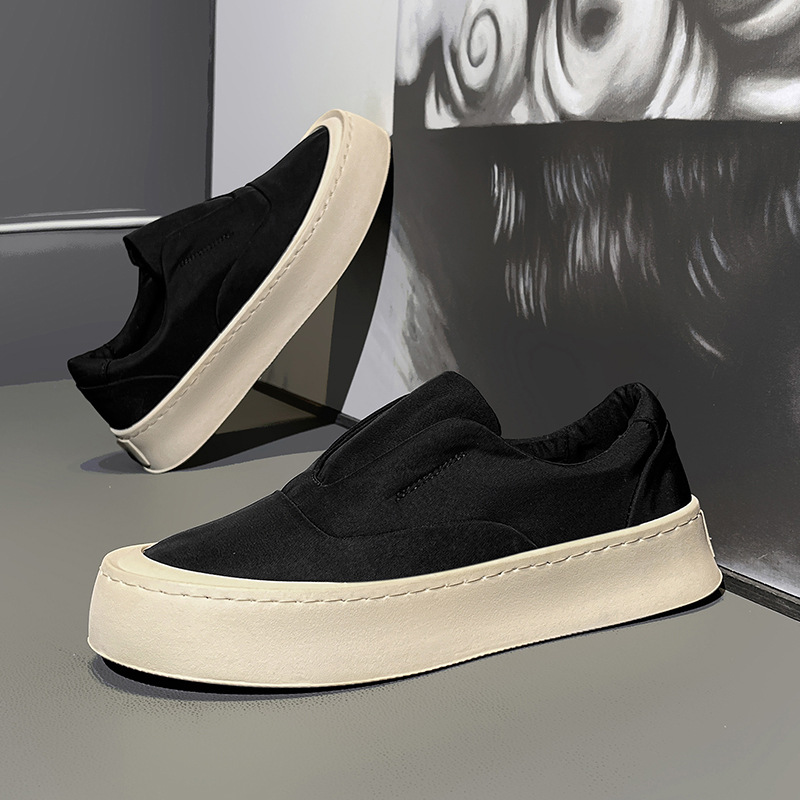 Zapatos de Lona para Hombre, Estilo Invernal 2026, Antideslizantes, con Suela Gruesa, Transpirables, Ligeros, Zapatillas Deportivas Sin Cordones