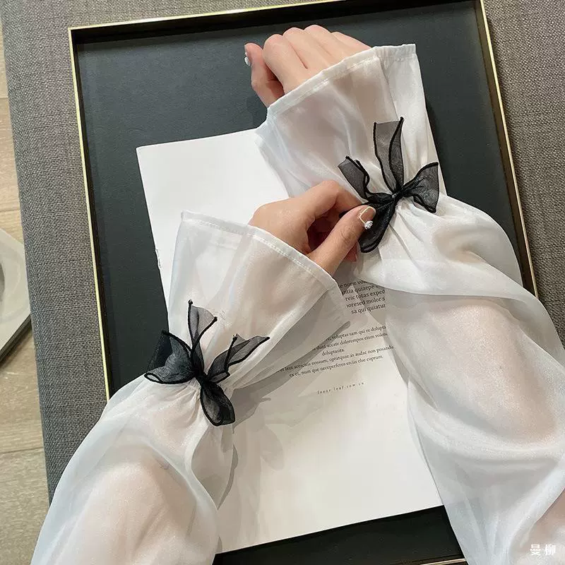 2025 Loli Ice Silk Sleeves Женские новые летние рукава с бантом, перчатки с широкими рукавами в стиле феи Ice Sleeves