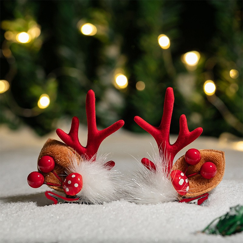 Adorable cabello de Navidad corno de ciervo cinco estrellas cabeza de banda de cabello de Navidad para niños corpos de cabello de decoración accesorios clipes de cabello