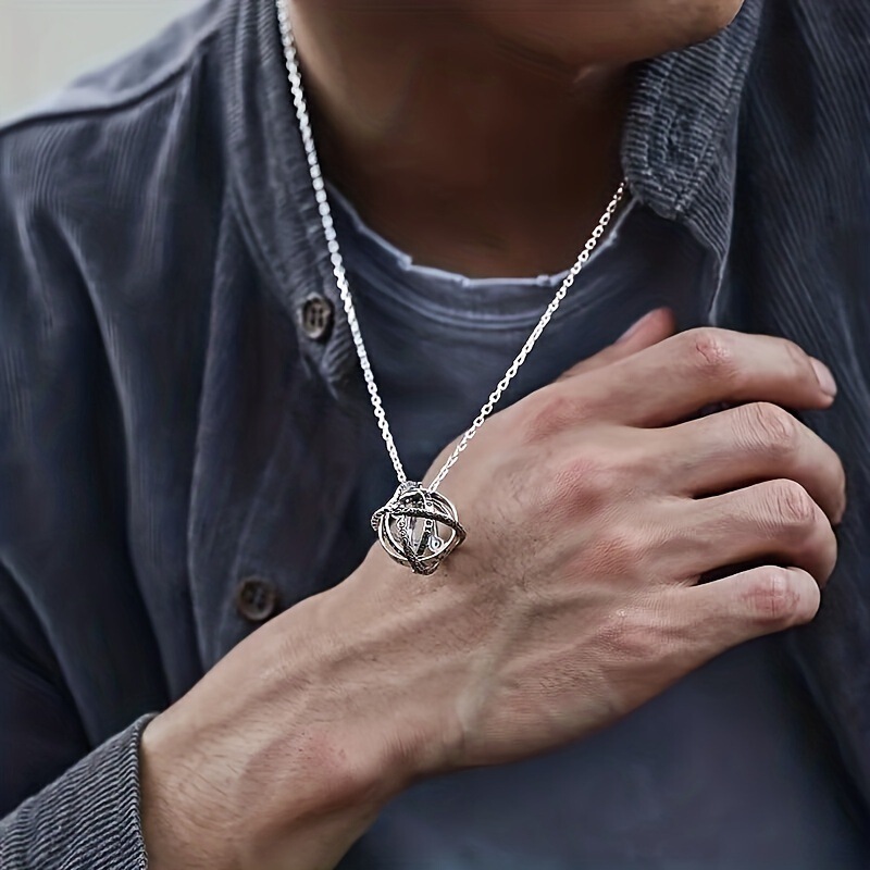 Deformation astronomical ball necklace men's flip deformation universe ball magic ring German retro astronomical ball couple ring European and American