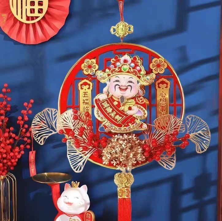 2026马年新款方形电动摇头财神挂件装饰春节喜庆招财货年 饰 摆件|undefined