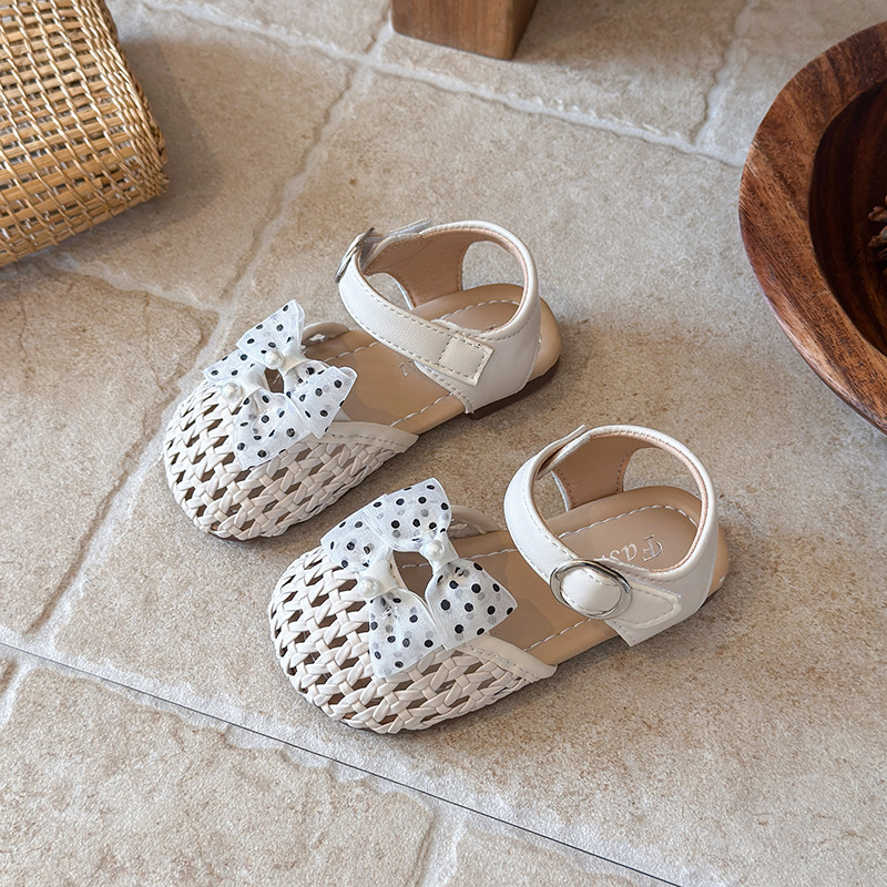 Niñas sandalias trenzadas 2026 verano nuevo bebé arco sandalias huecas zapatos princesa para niños image 3