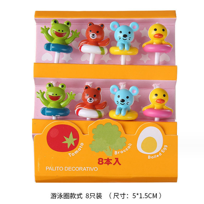 Uso doméstico Cartoon Tenedores para fruta para niños Creativo Animales para niños Set de palillos de plástico para fruta Palillos para fiambrera