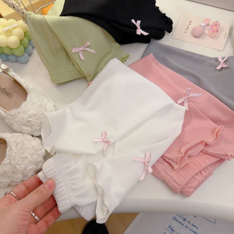 2025 Girls' Pants Summer Thin Ice Silk Pants Loose Straight Pants for Small and Medium-Sized Kidsren Versatile and Comfortable Straight Pants