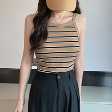 条纹针织吊带背心女夏季新款防走光修身短款辣妹内搭打底内搭上衣