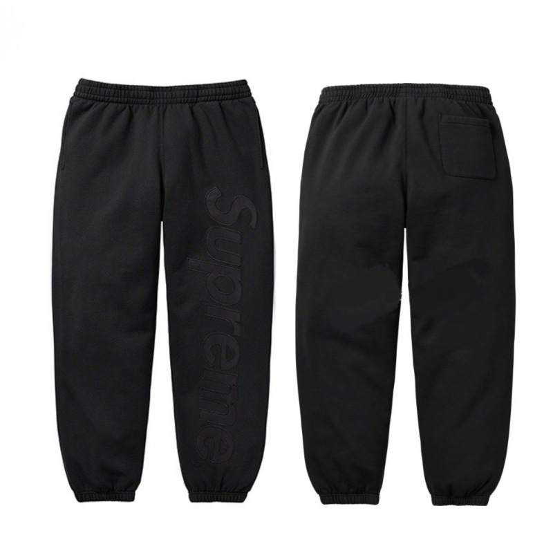 SUPREME SWEAT PANTS, callejera, callejera para hombres, pantalones sueltos de terciopelo, pantalones deportivos casuales.