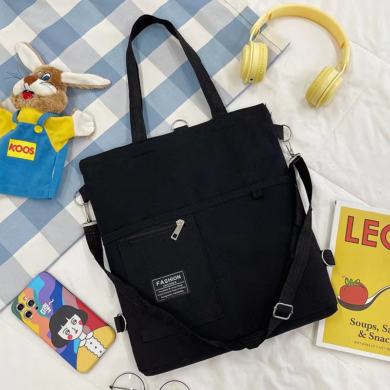 Bolso de lona de un solo hombro coreano para mujer multiusos ins Mochila de almacenamiento para estudiantes universitarios de moda