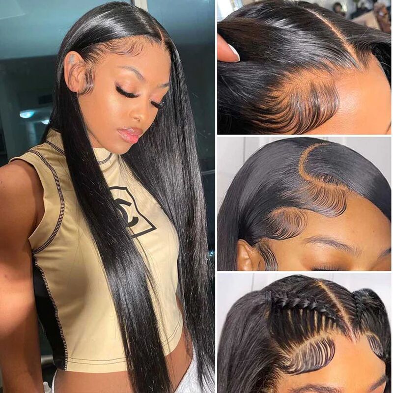 Jazzhair Cross-Border Best-Selling Straight Human Hair Hd Front Lace Wig Human Hair Wig Headgear